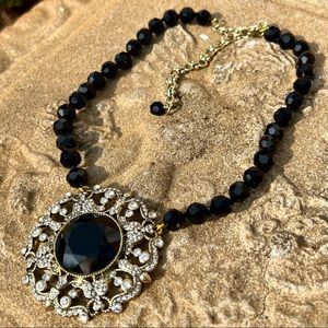 Heidi Daus Large Dramatic Onyx Pendant Necklace